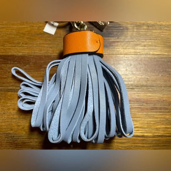 NWT Coach Leather Tassel Key Fob Keyring/ Bag Charm - Picture 5 of 7